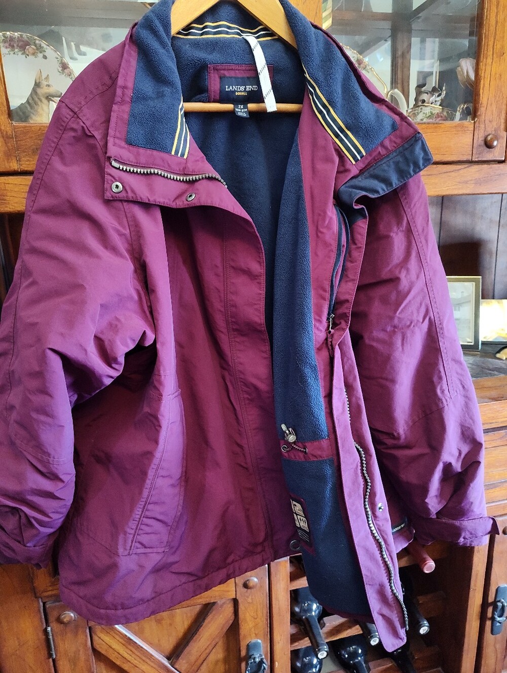 Lands' End Woman's squal Burgundy/ Plumb  Navy Jacket